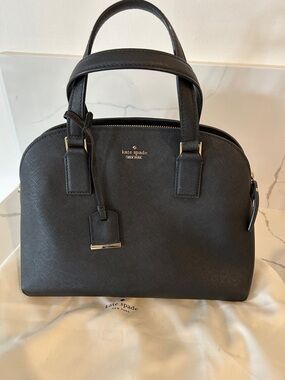 kate spade Black Saffiano Dome Satchel with Gold Hardware